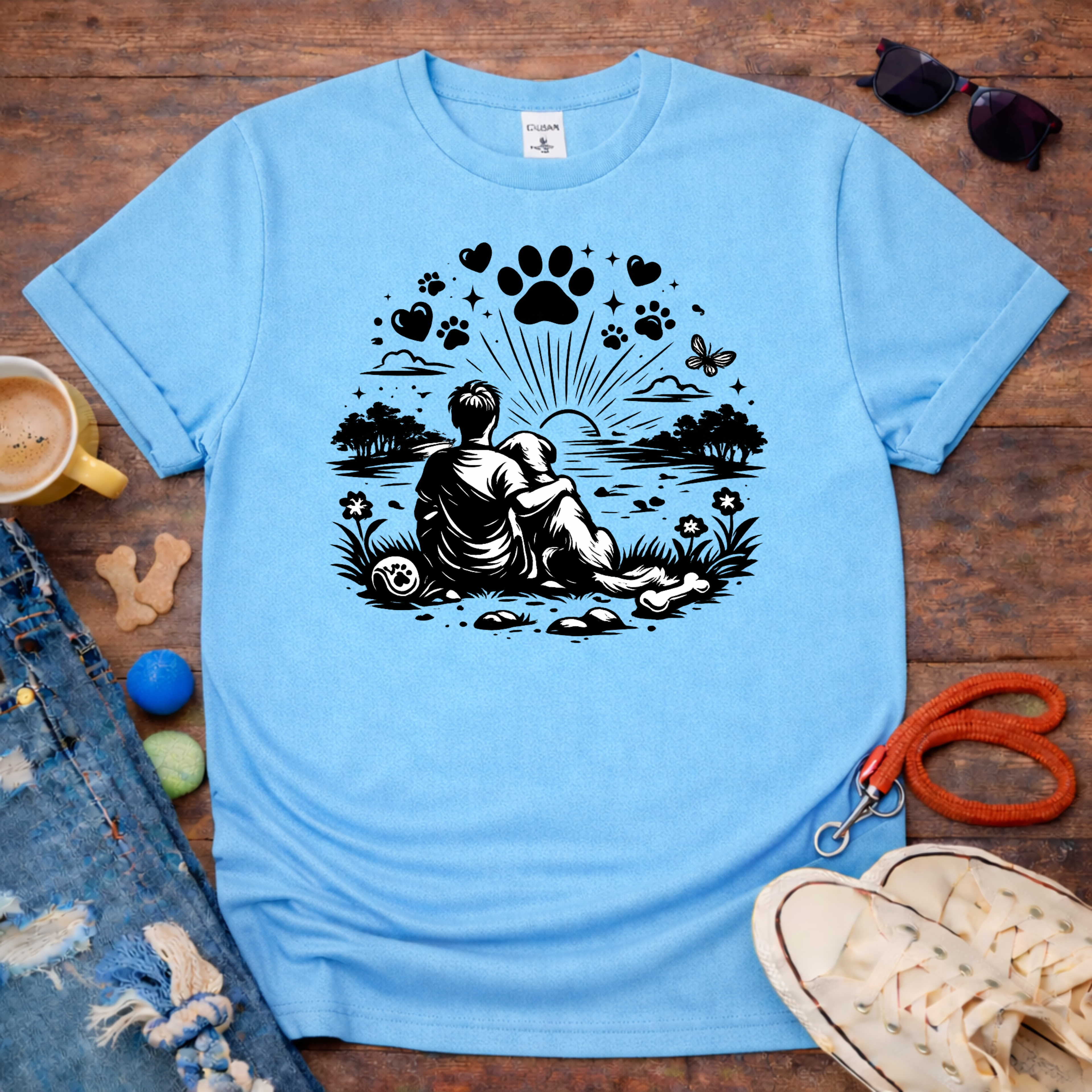 Dog and Me looking at the sun T-Shirt