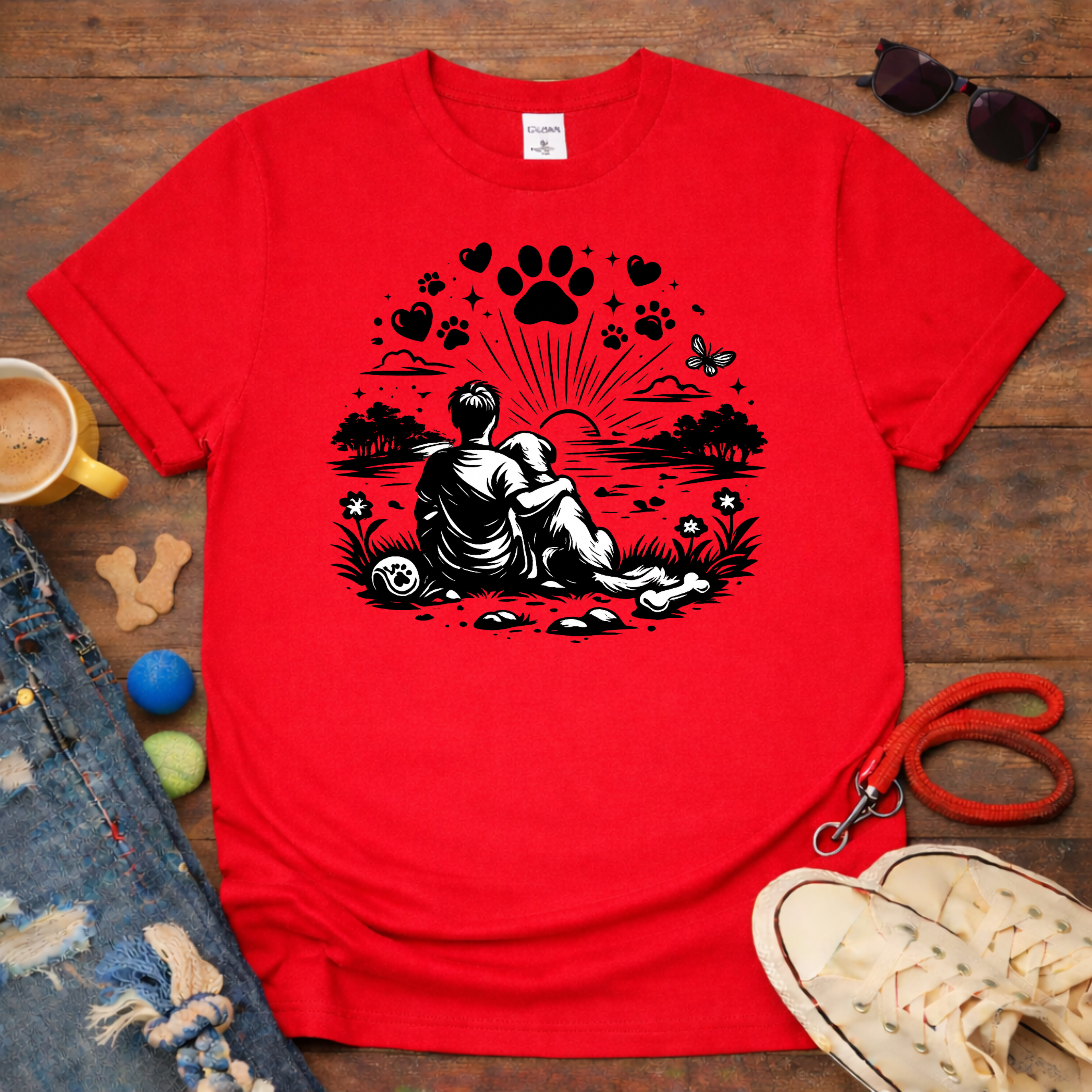 Dog and Me looking at the sun T-Shirt
