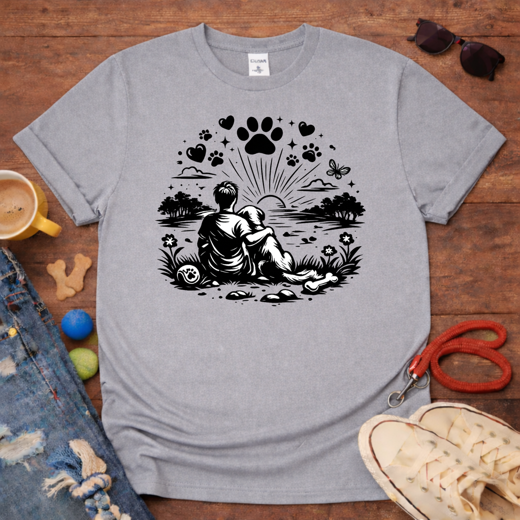 Dog and Me looking at the sun T-Shirt