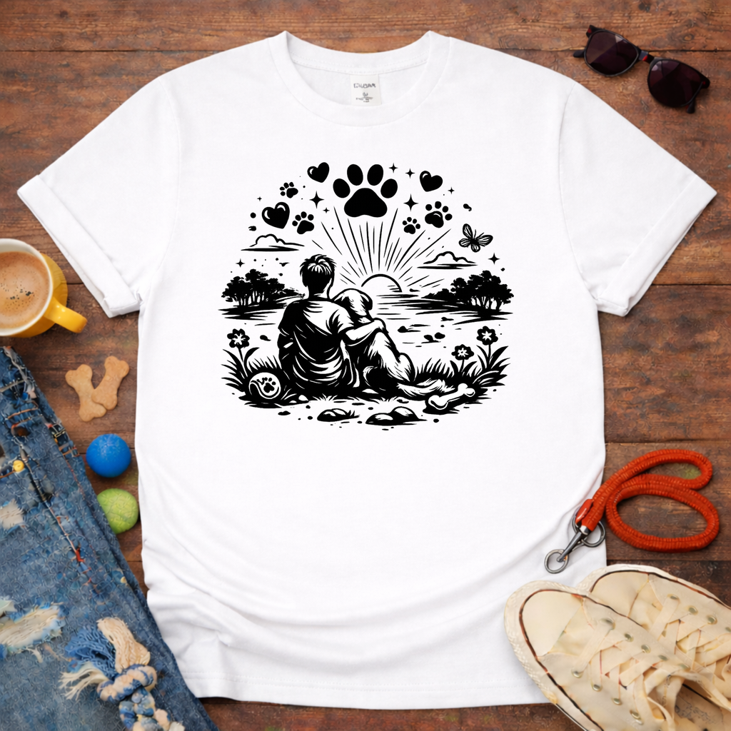 Dog and Me looking at the sun T-Shirt
