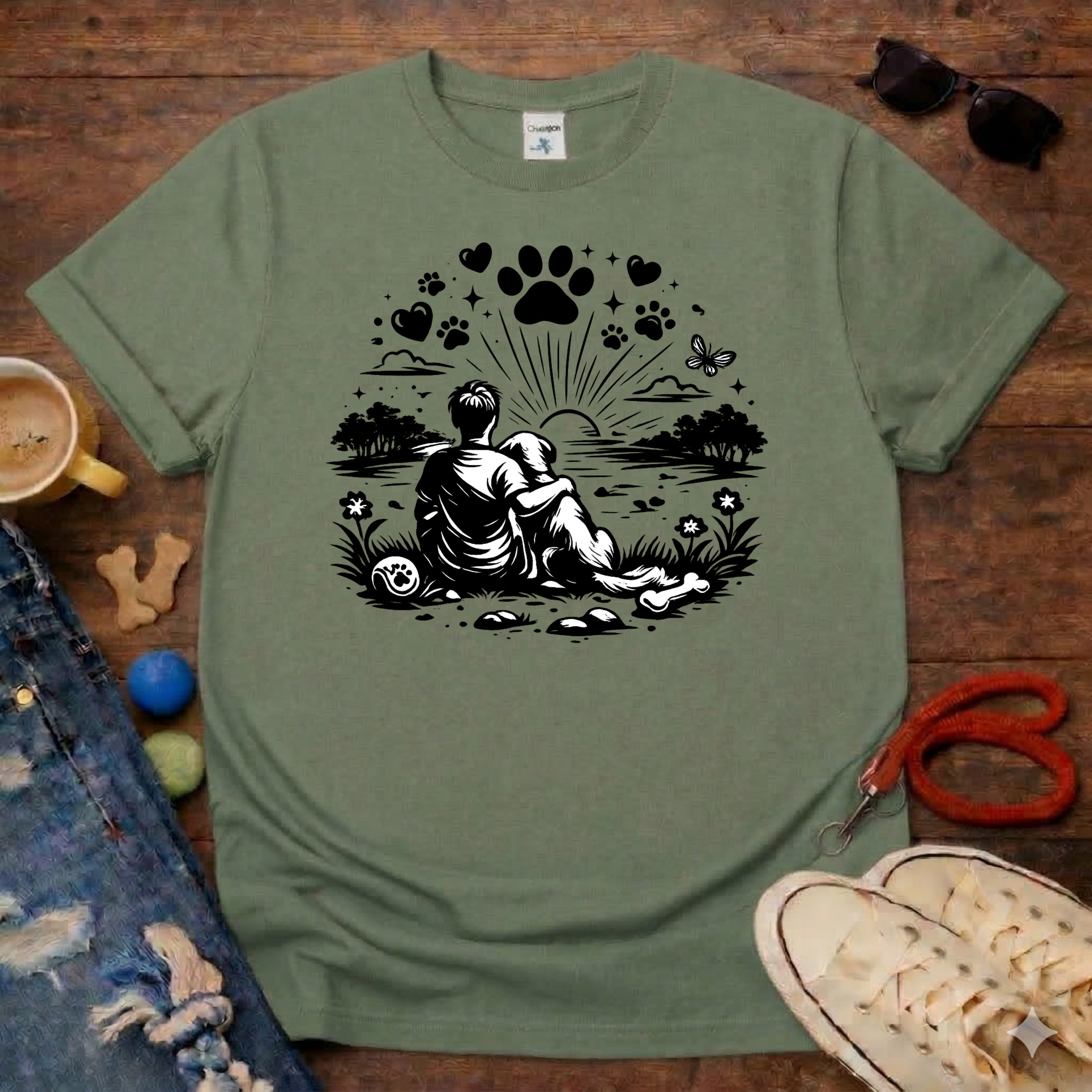 Dog and Me looking at the sun T-Shirt