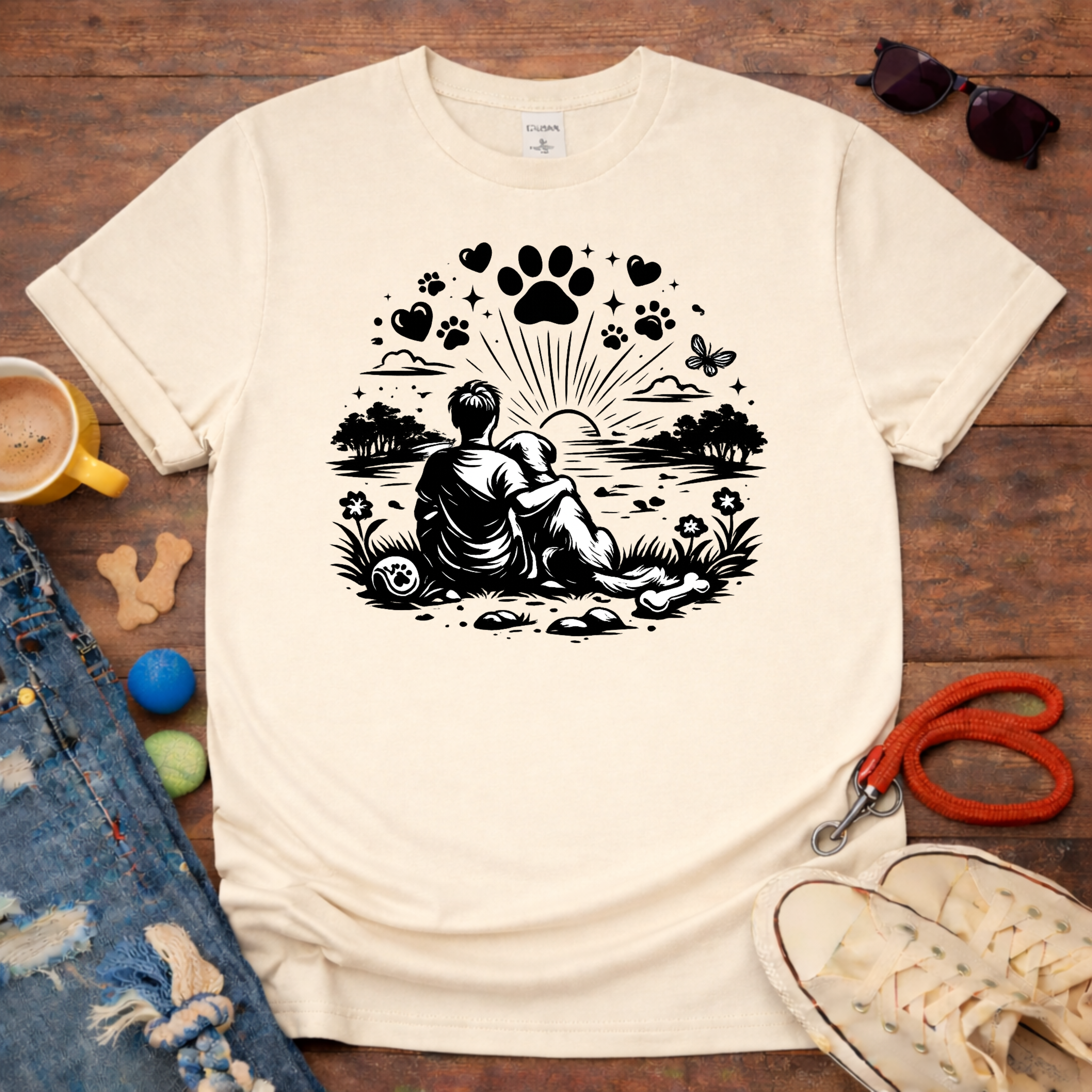 Dog and Me looking at the sun T-Shirt