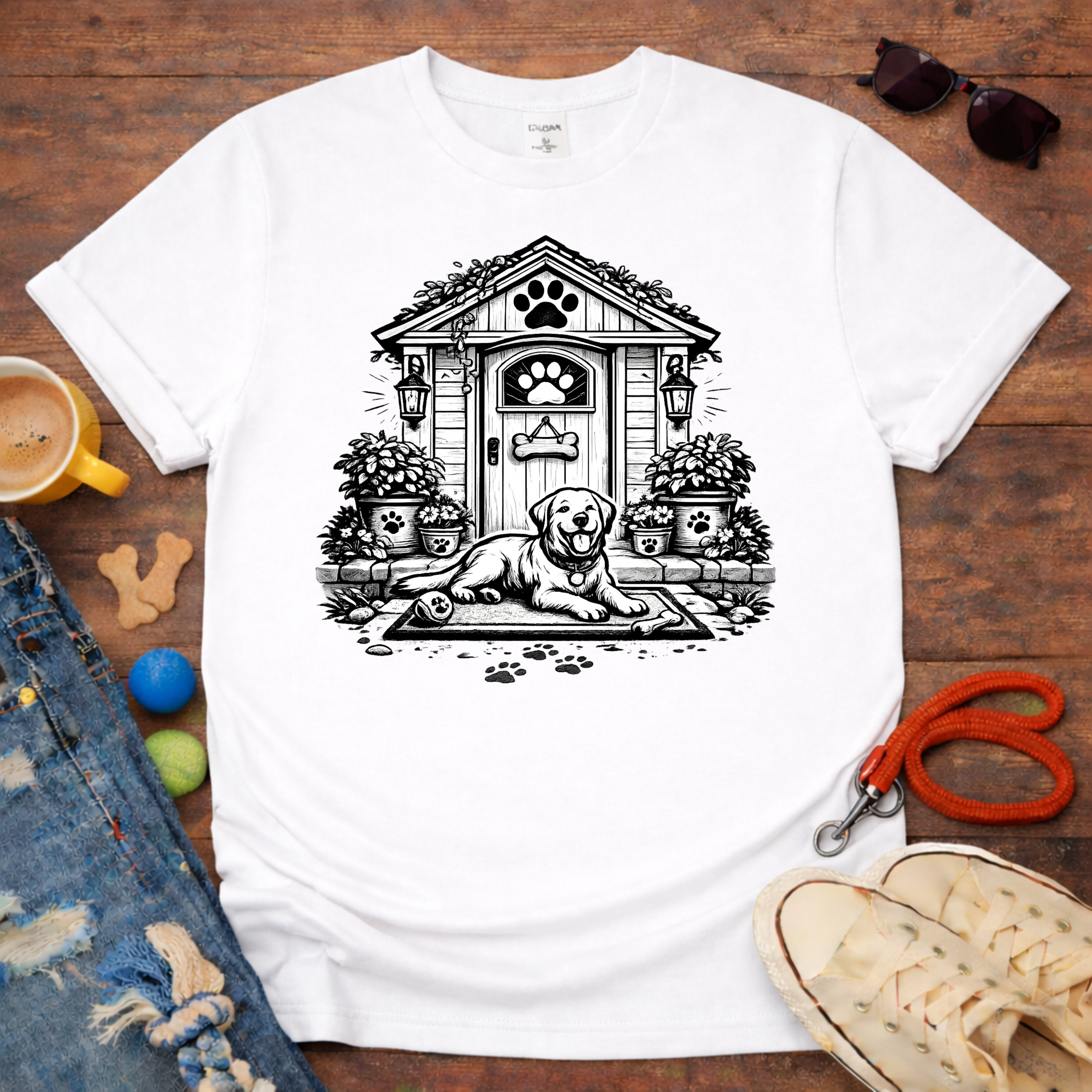 Dog in front of the door T-Shirt