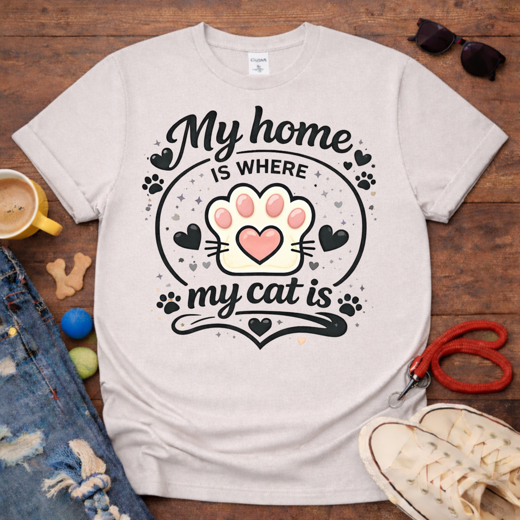 😻My home is Where my cat is T-shirt😻
