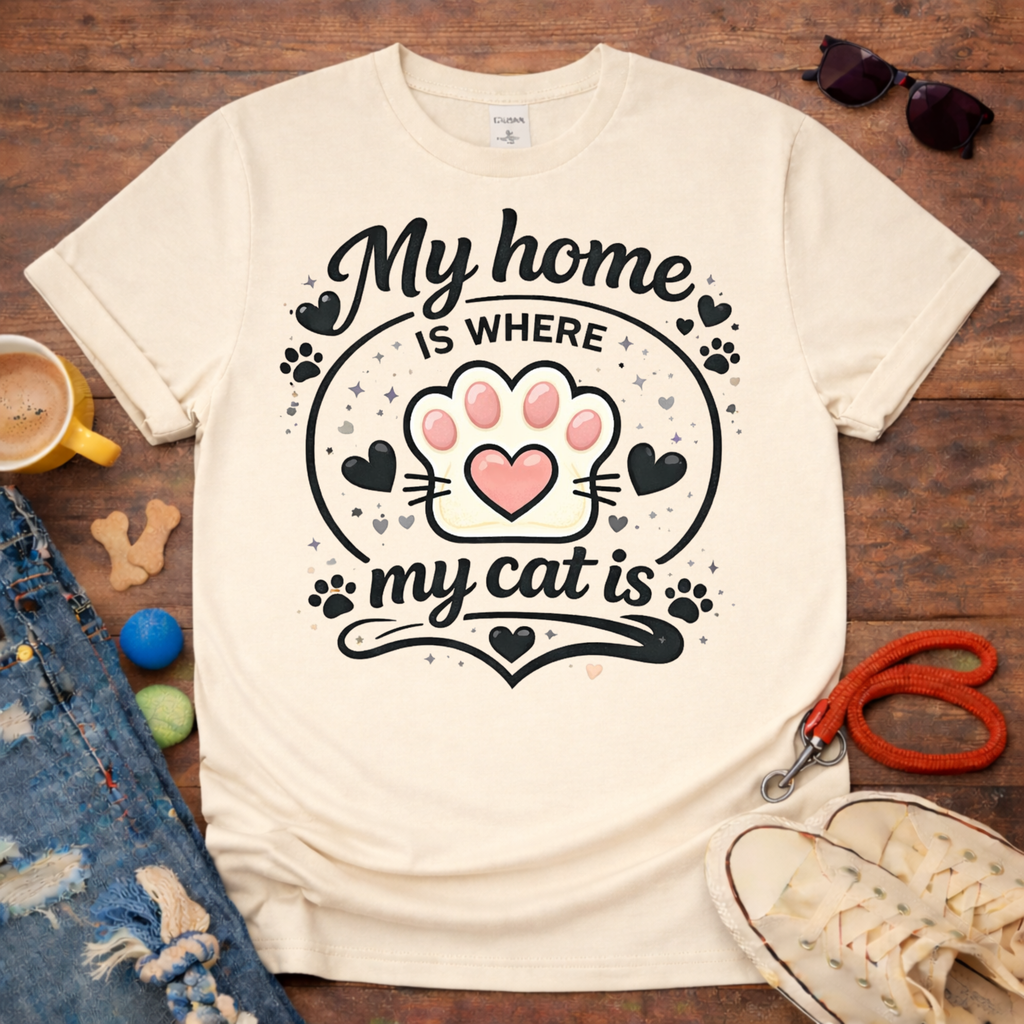😻My home is Where my cat is T-shirt😻