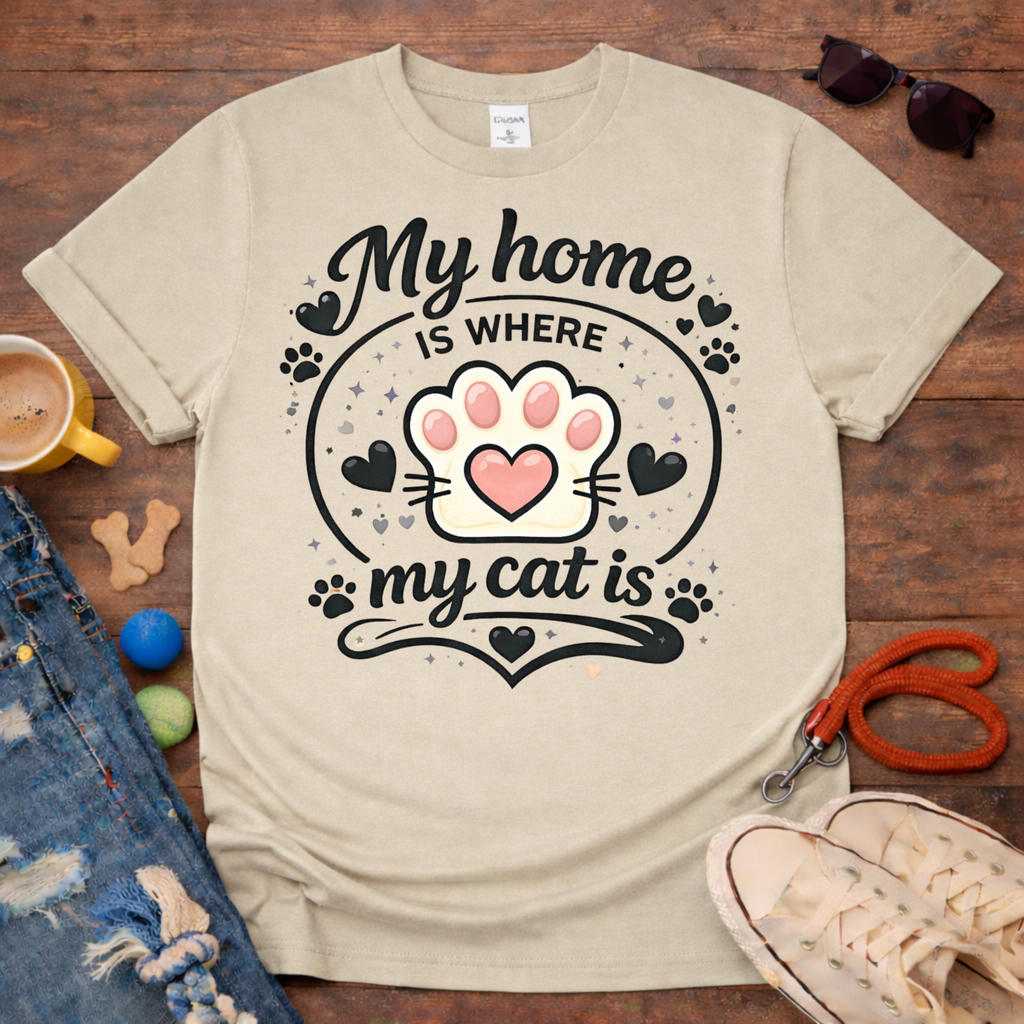 😻My home is Where my cat is T-shirt😻