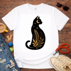Floral Black Cat T-Shirt