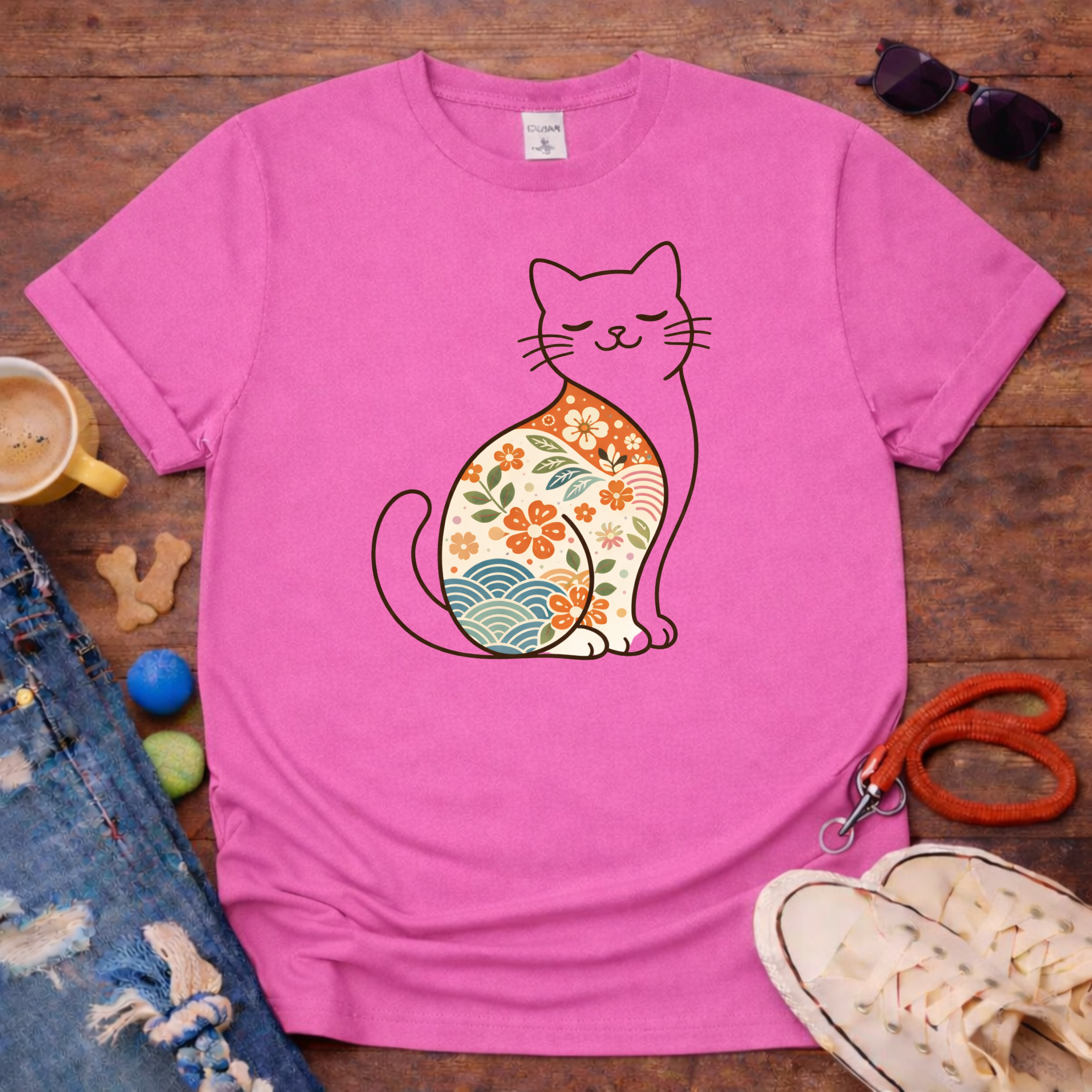 Floral cat T-Shirt