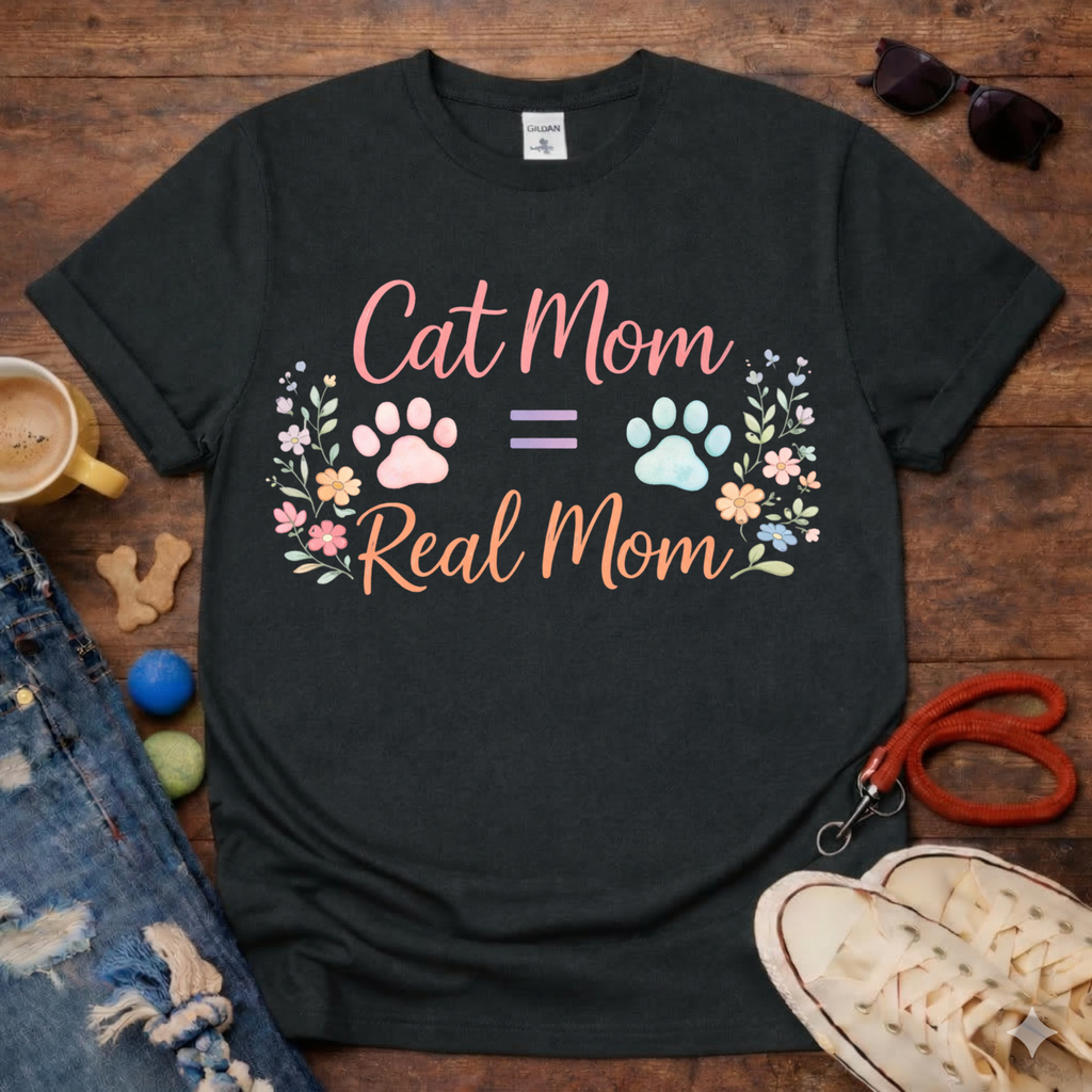 💖Cat Mom Real Mom T-Shirt💖