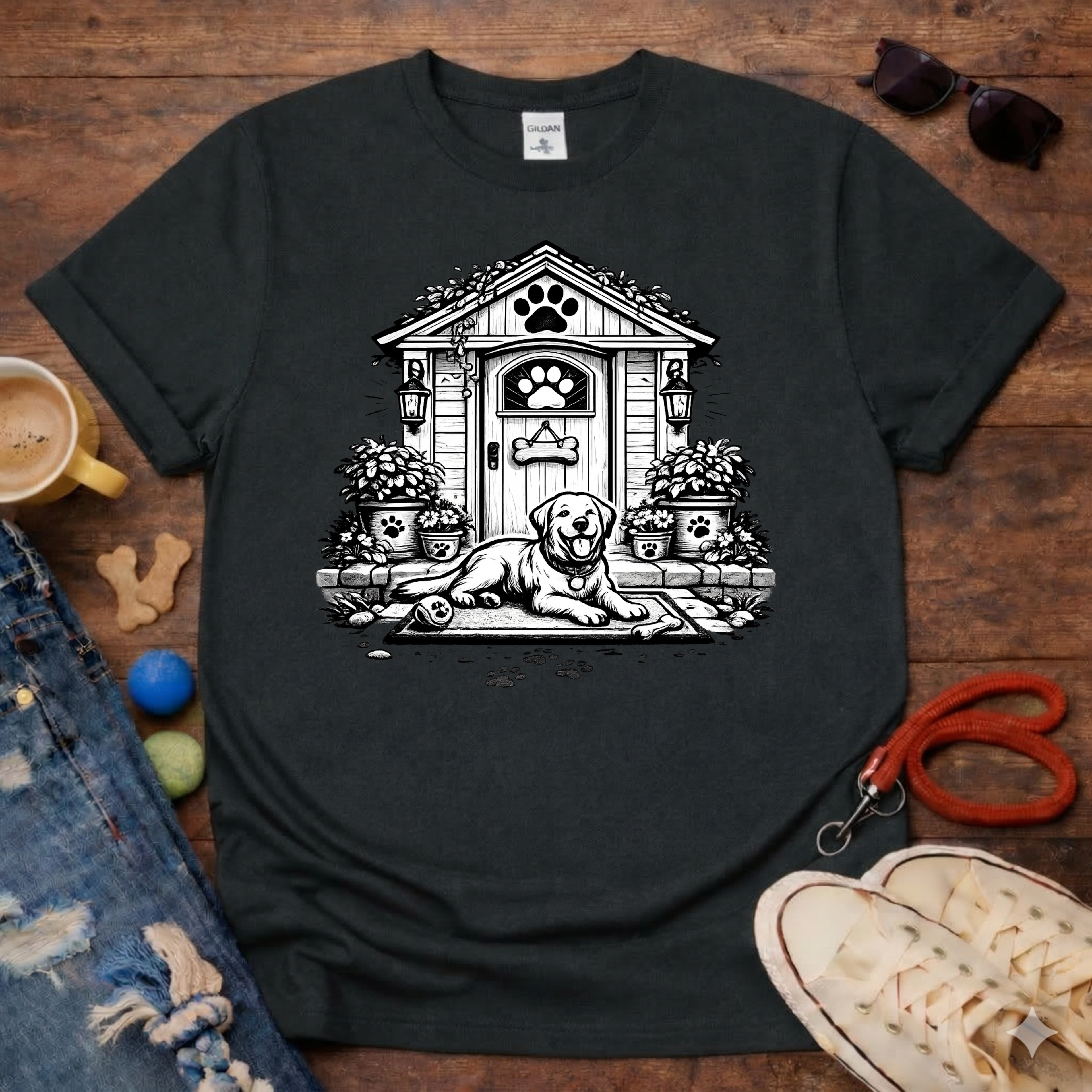 Dog in front of the door T-Shirt