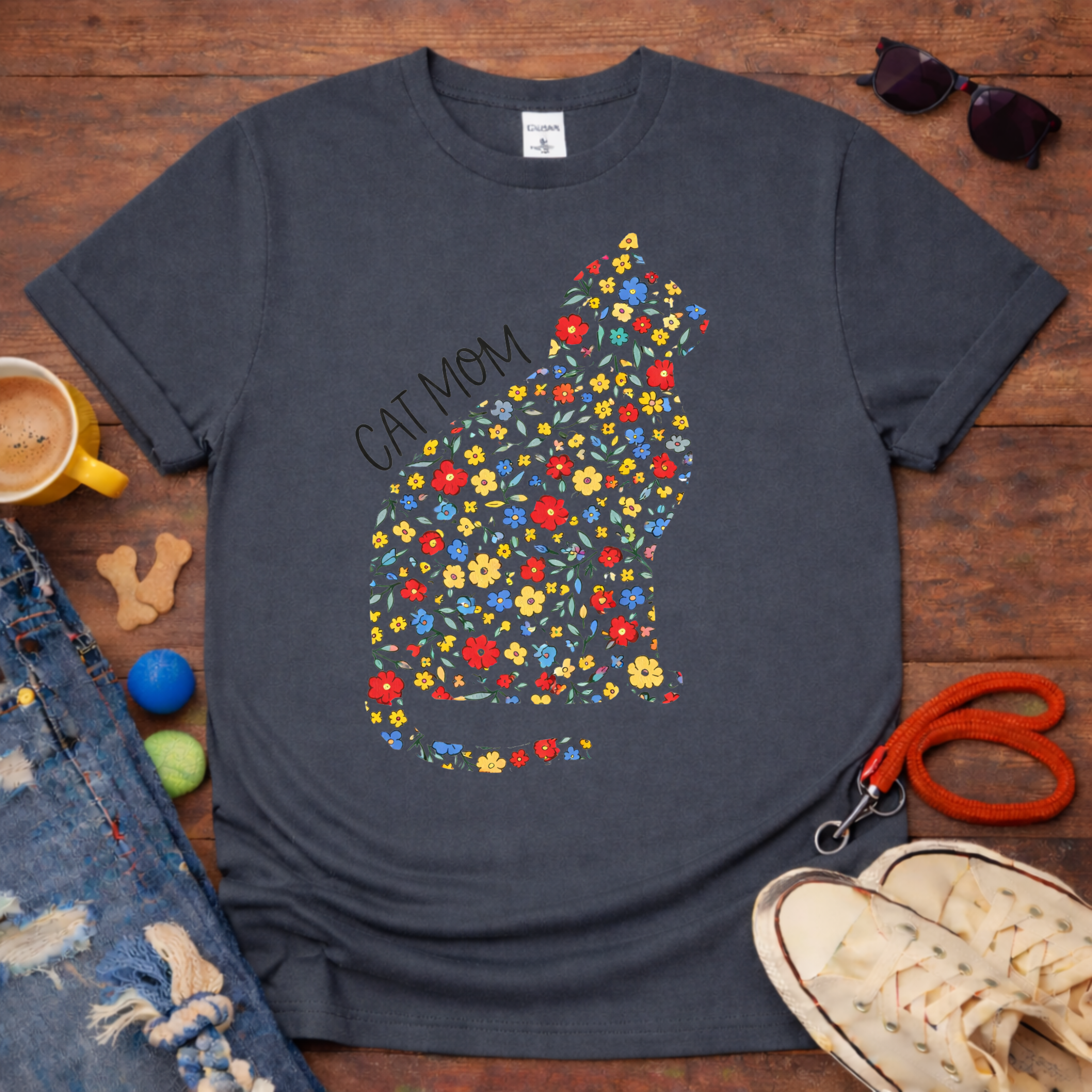 💐Floral Cat Mom T-Shirt💐
