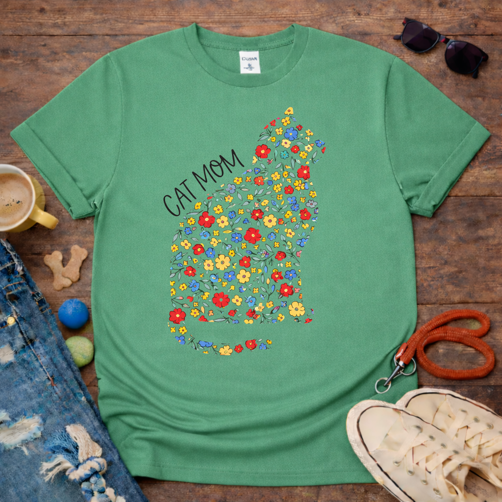 💐Floral Cat Mom T-Shirt💐