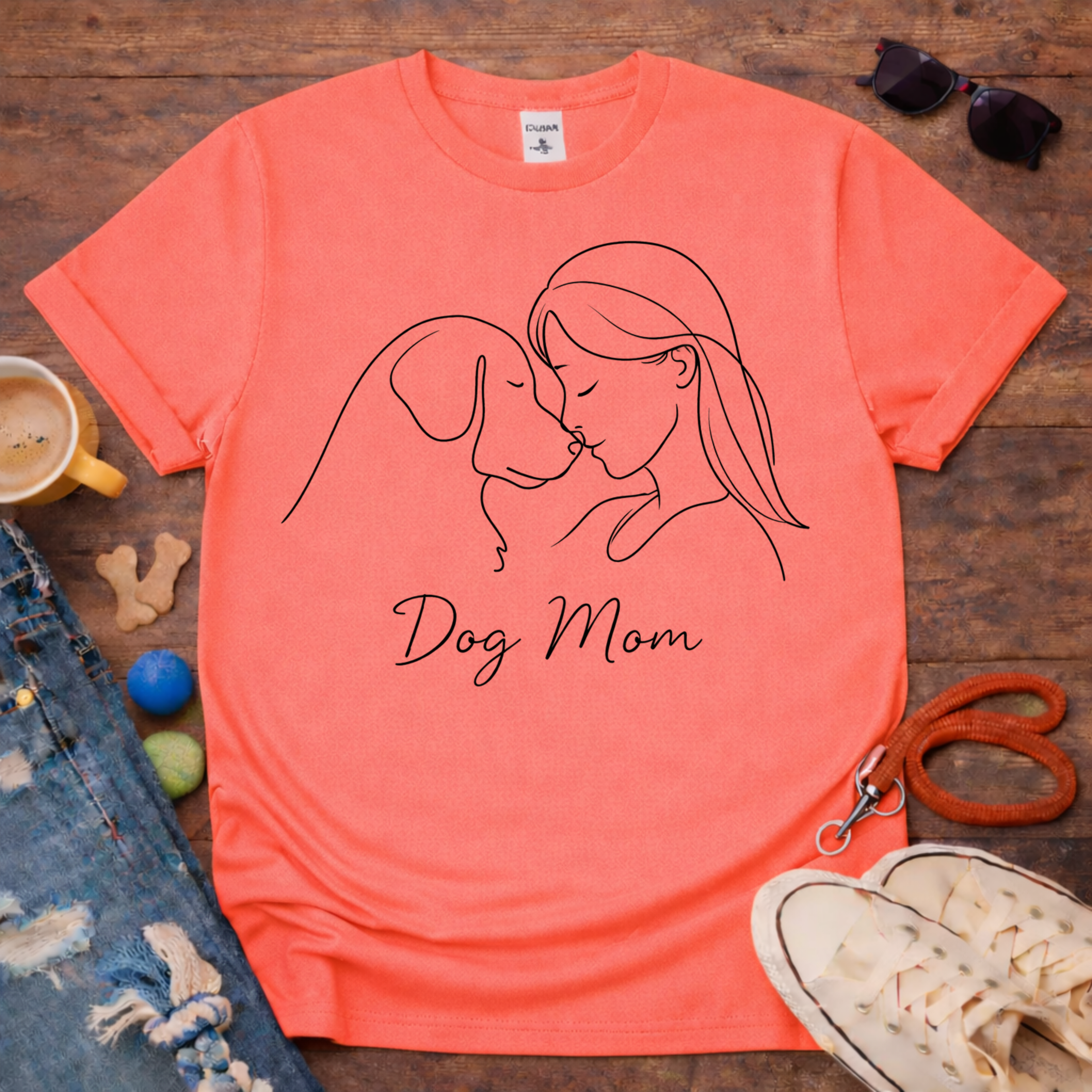 Dog Mom single line T-Shirt
