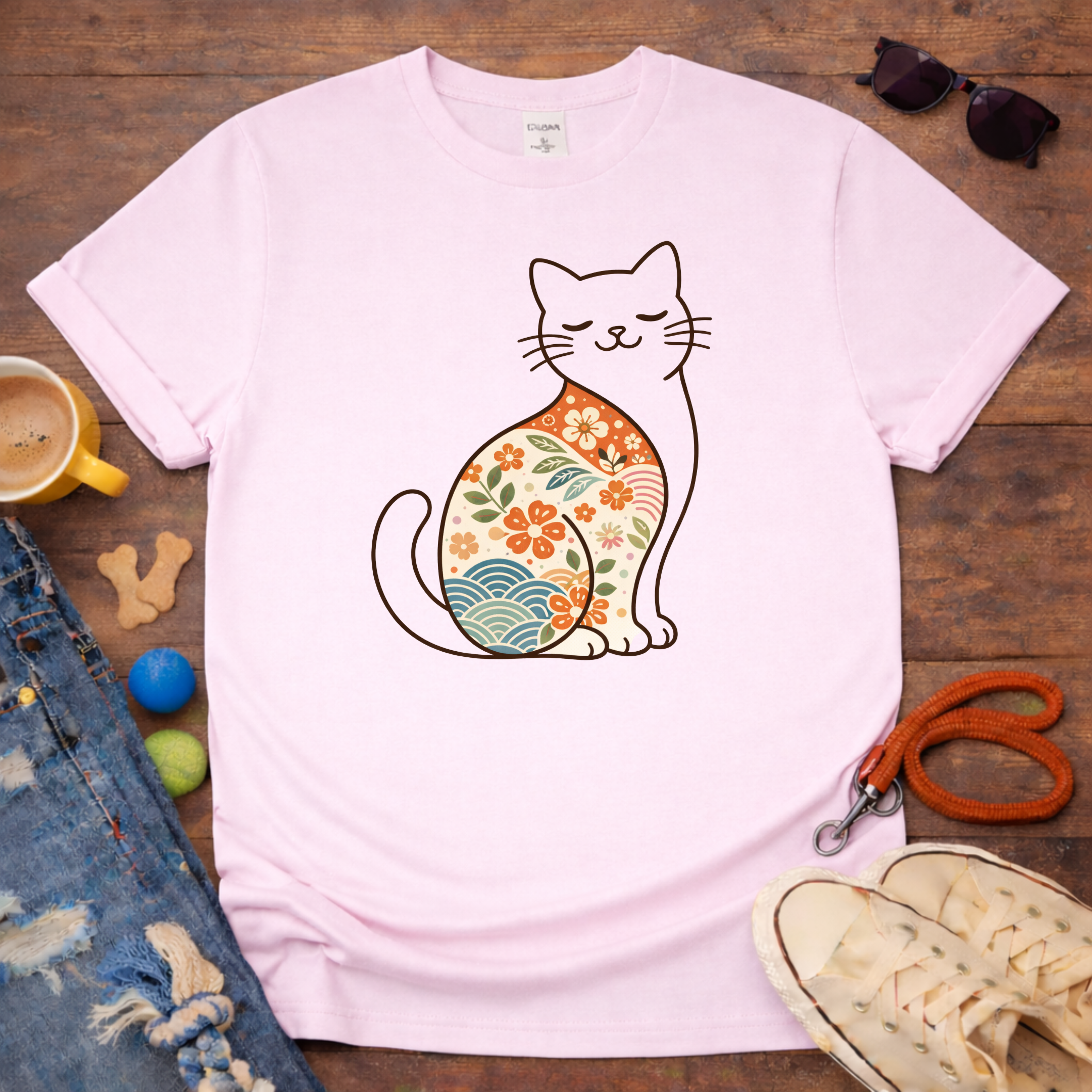 Floral cat T-Shirt