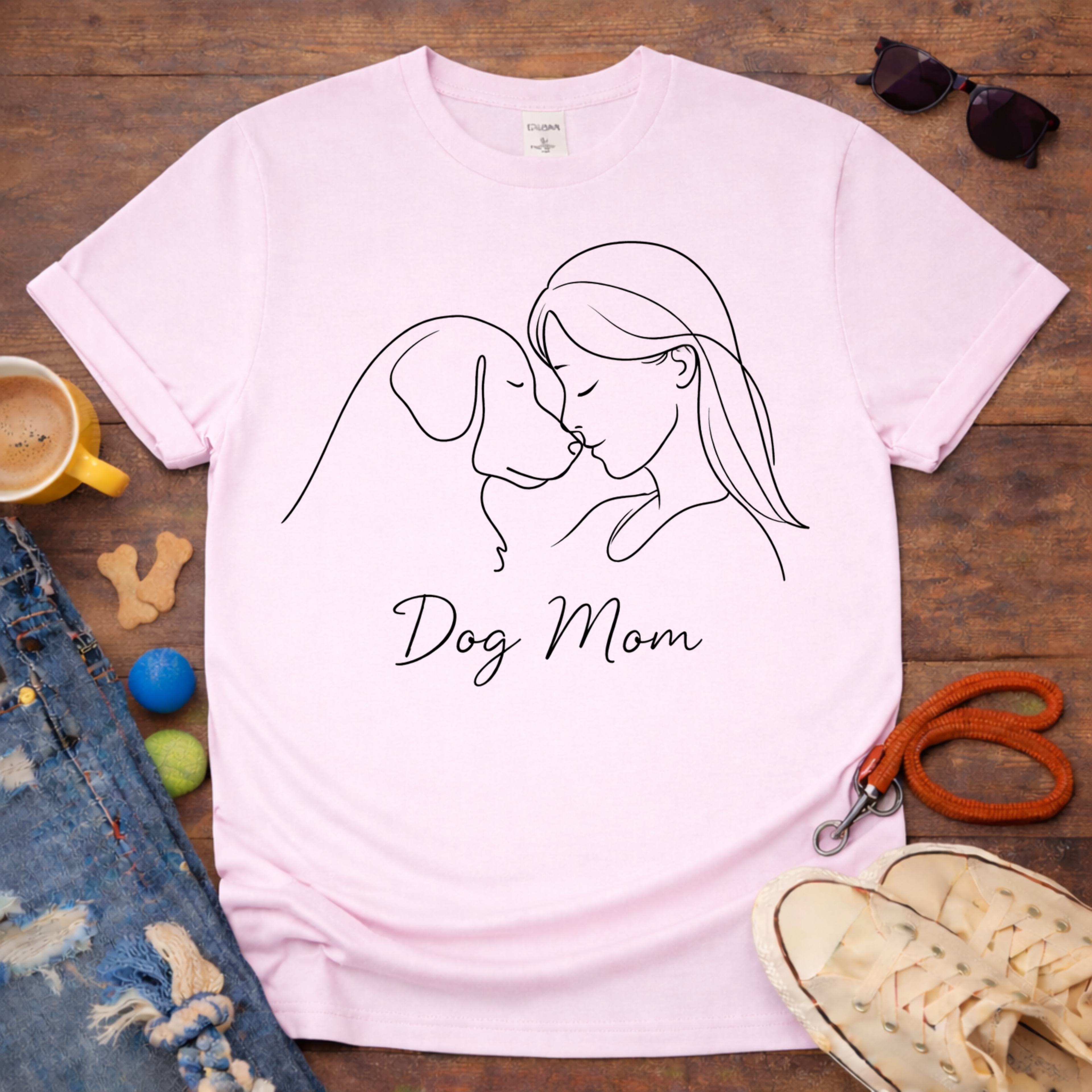 Dog Mom single line T-Shirt