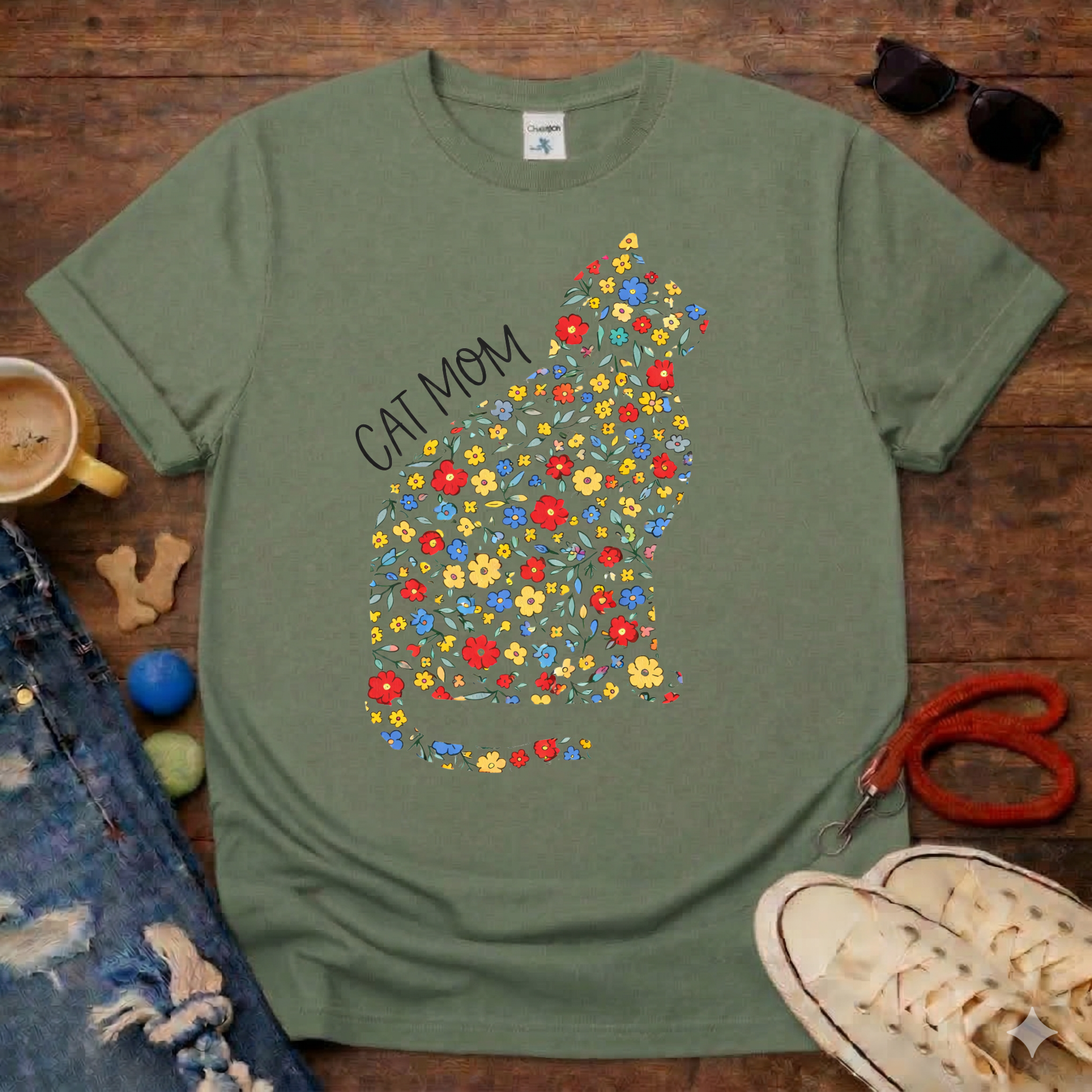💐Floral Cat Mom T-Shirt💐