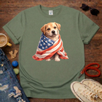 Dog in USA Flag T-Shirt