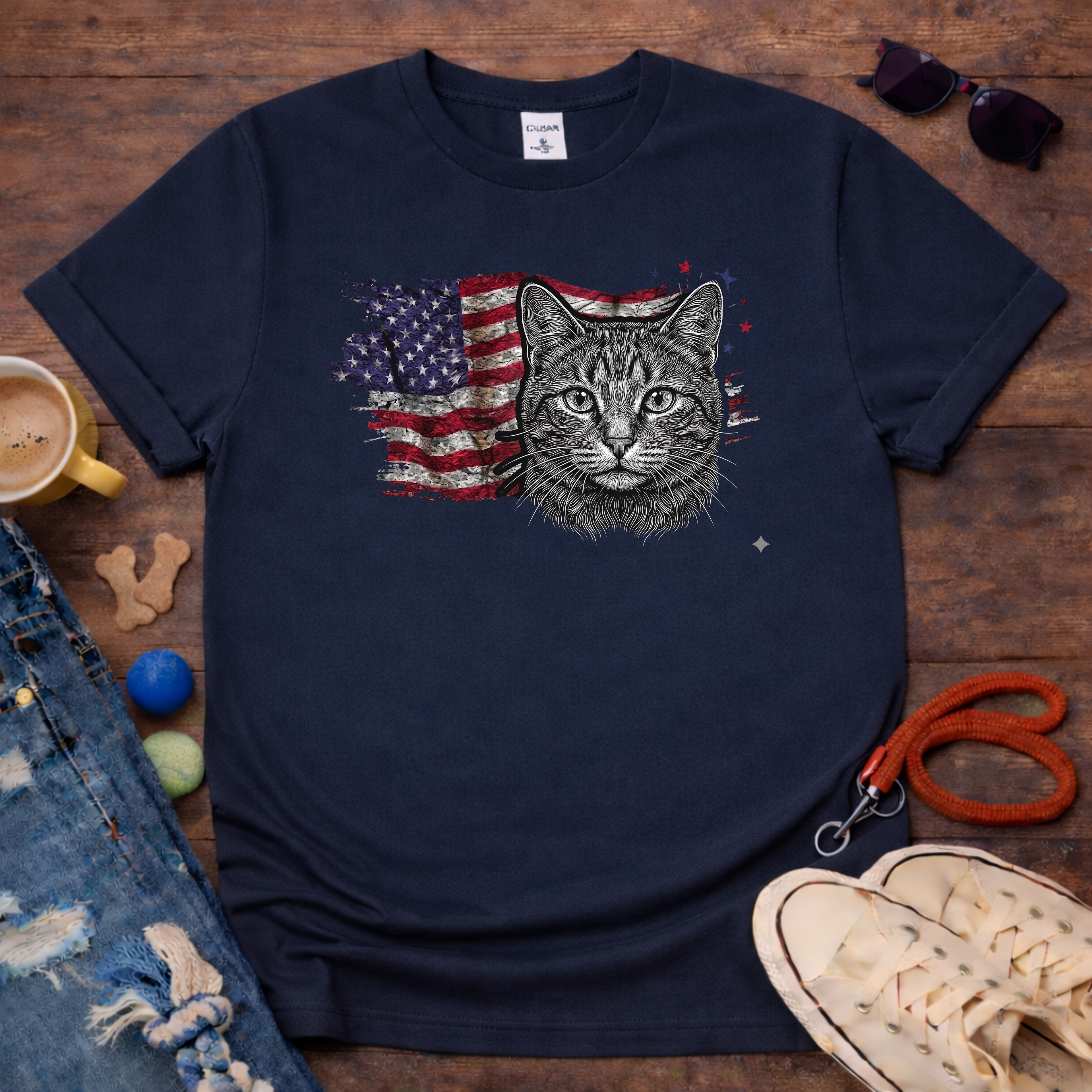 Cat & Flag T-Shirt