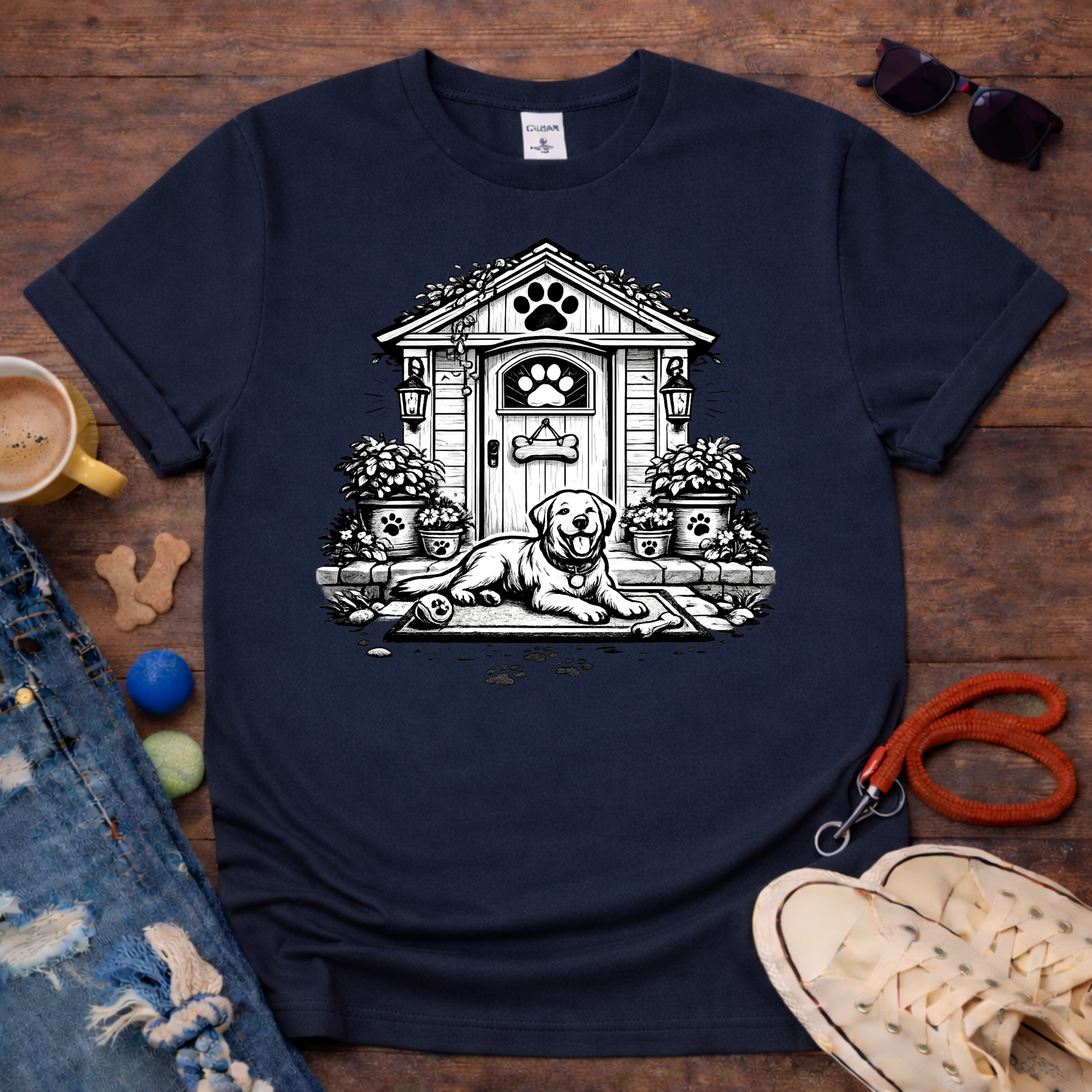 Dog in front of the door T-Shirt