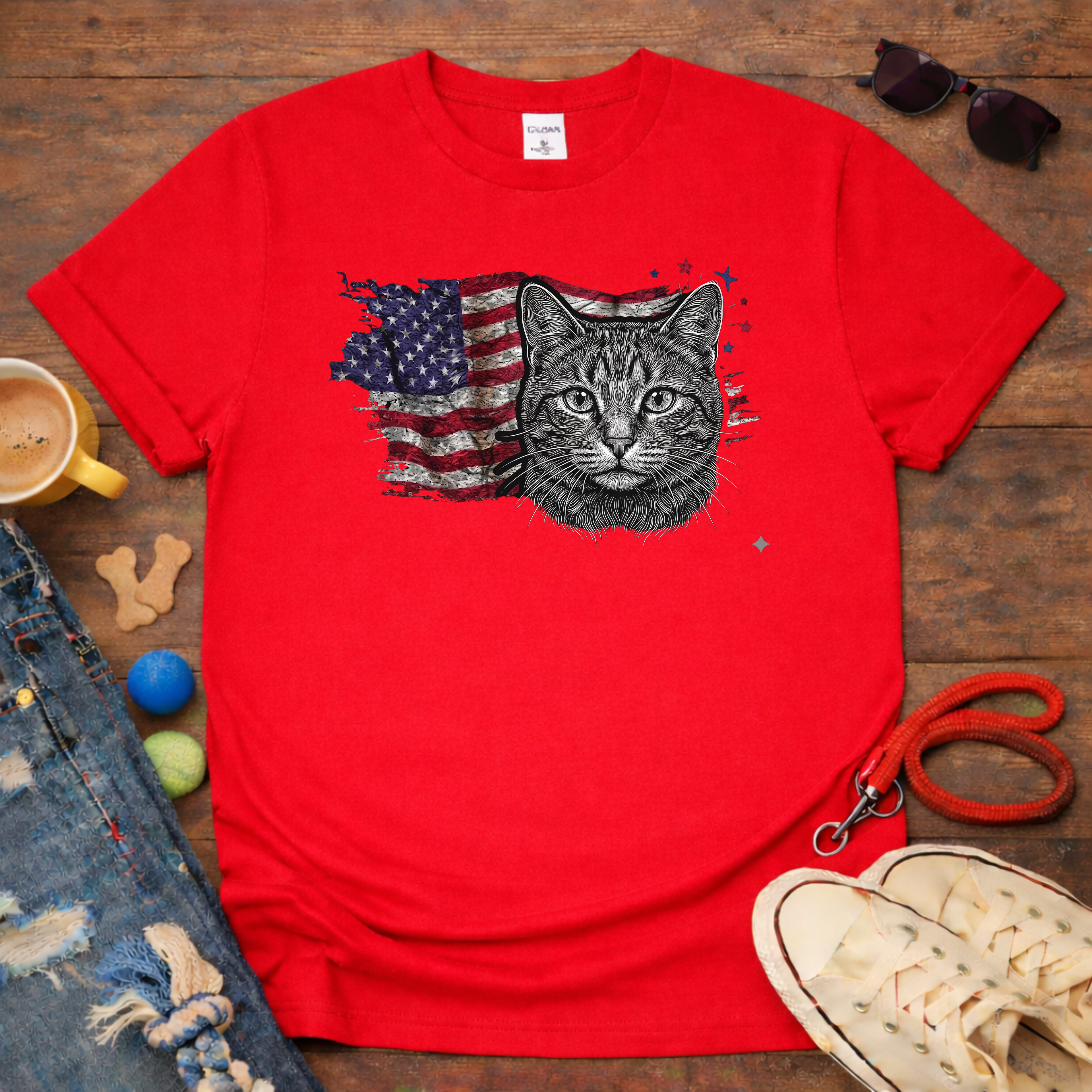 Cat & Flag T-Shirt