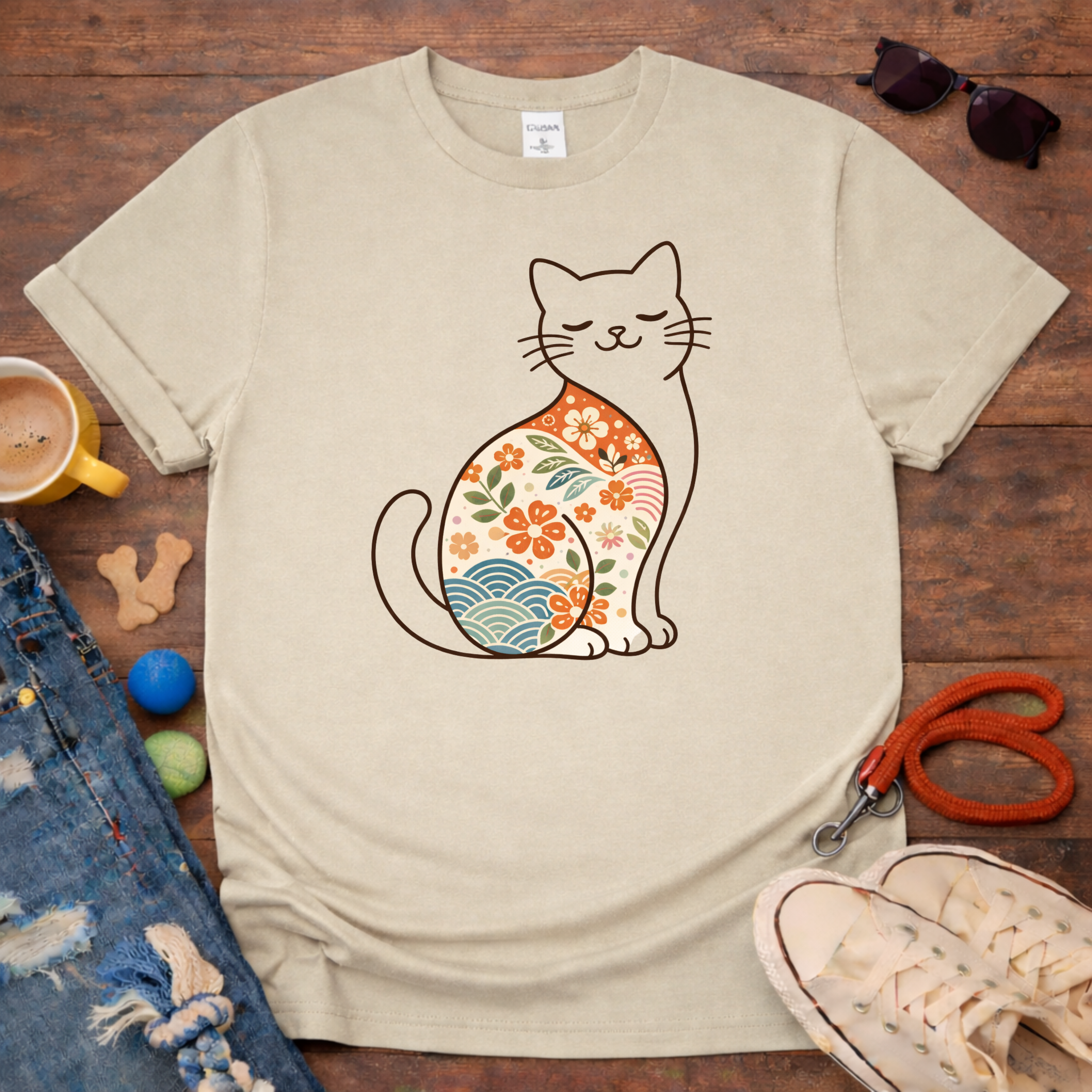 Floral cat T-Shirt