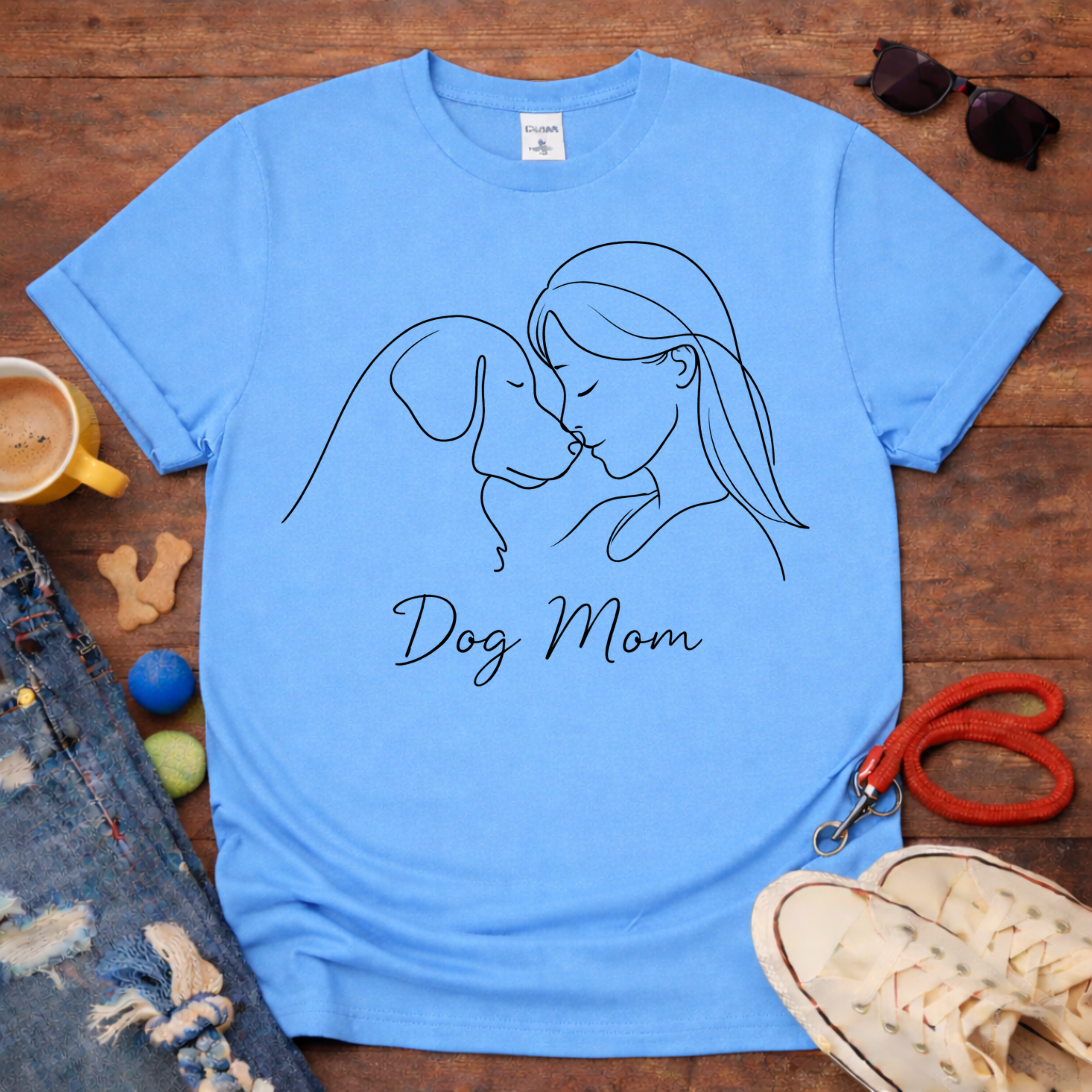 Dog Mom single line T-Shirt