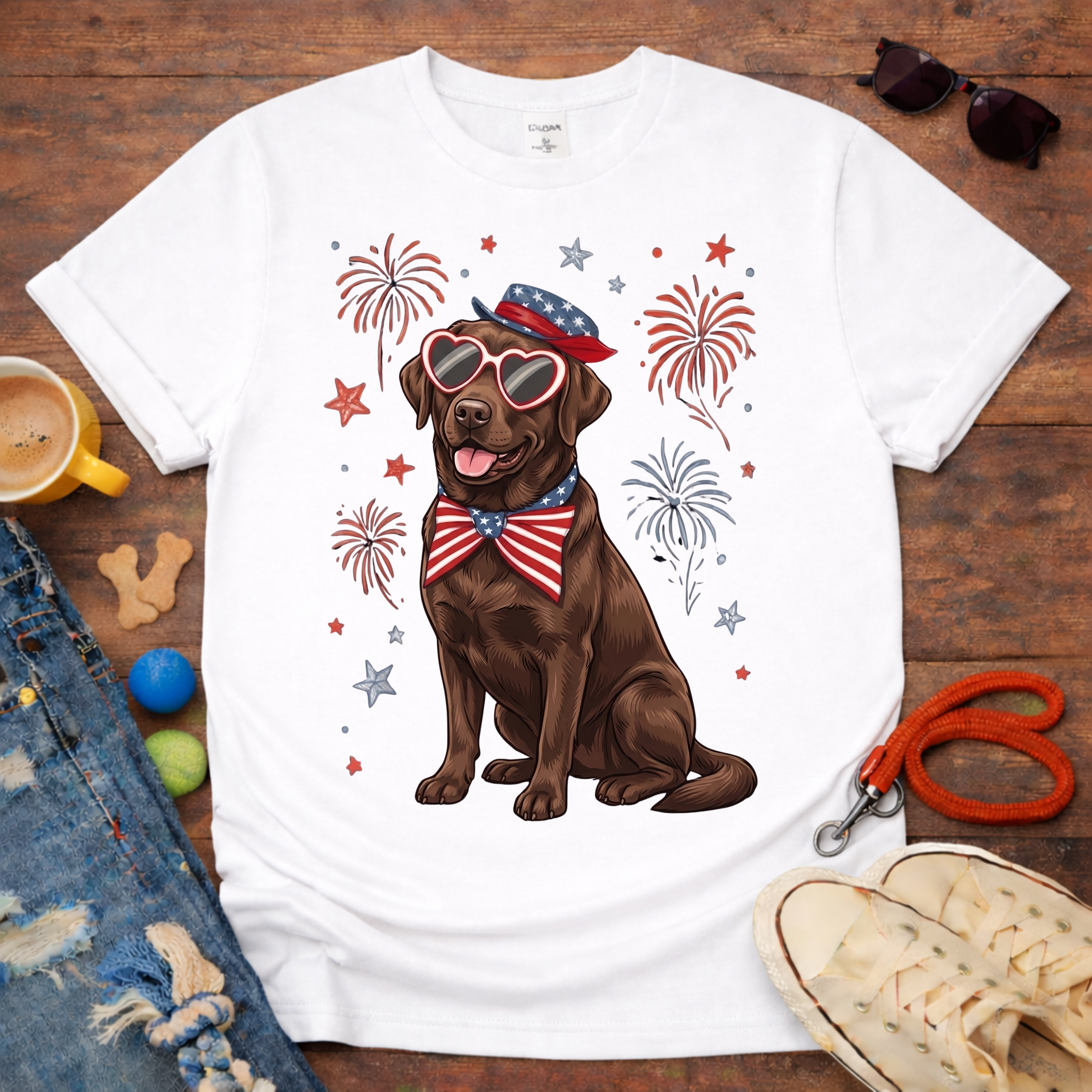 Choco Lab & Fireworks T-Shirt