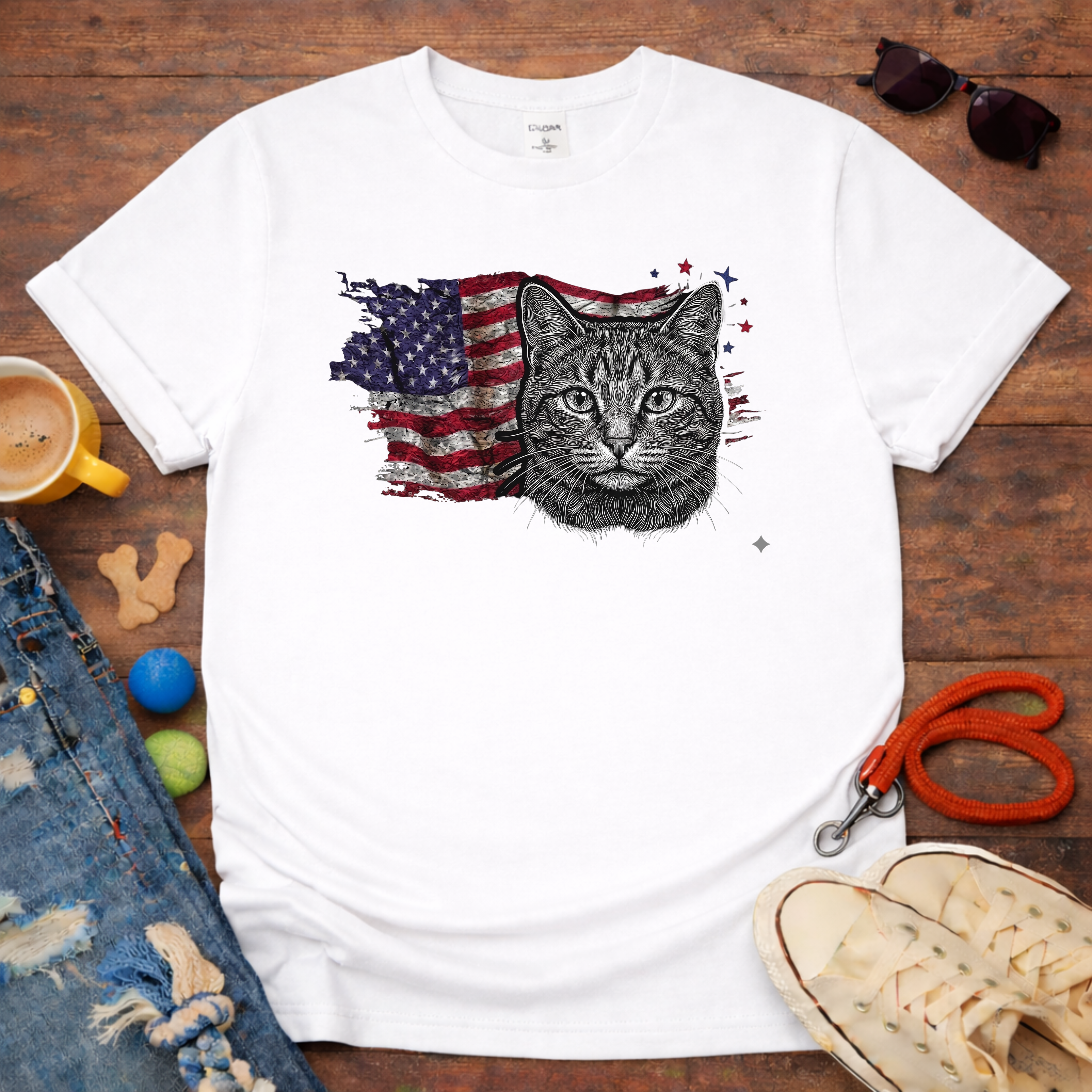 Cat & Flag T-Shirt