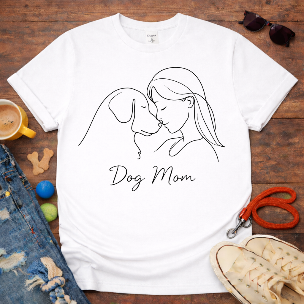 Dog Mom single line T-Shirt