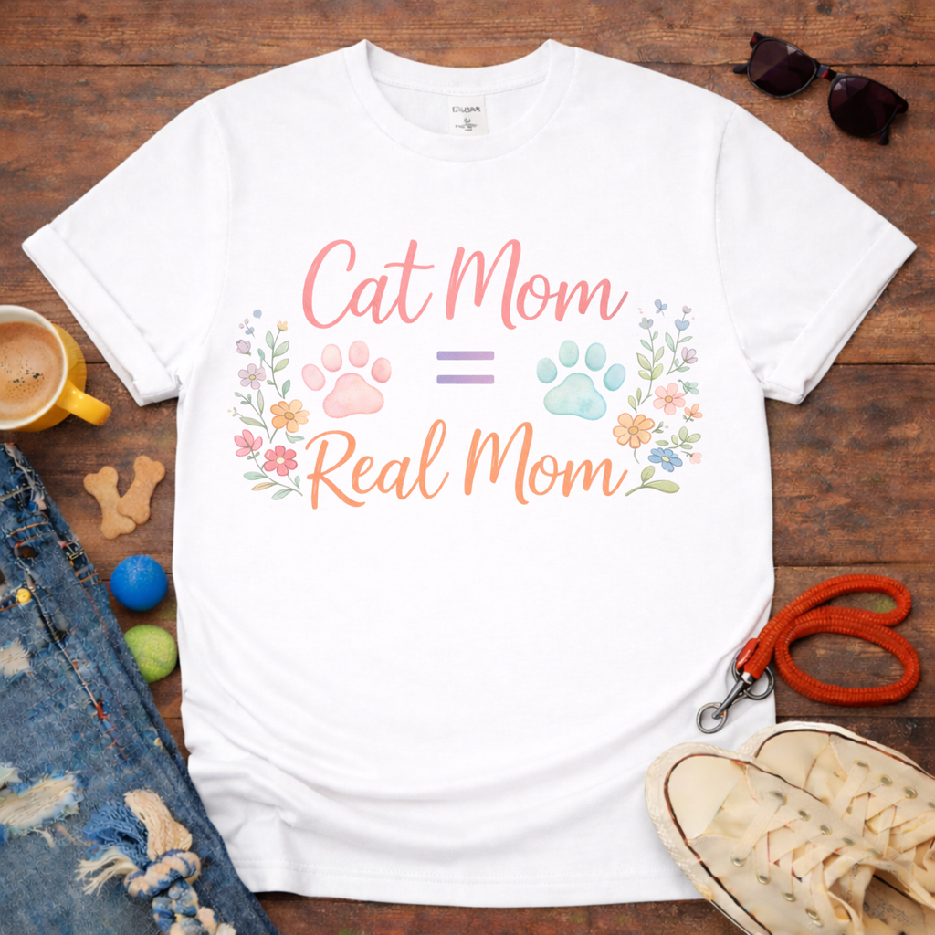 💖Cat Mom Real Mom T-Shirt💖
